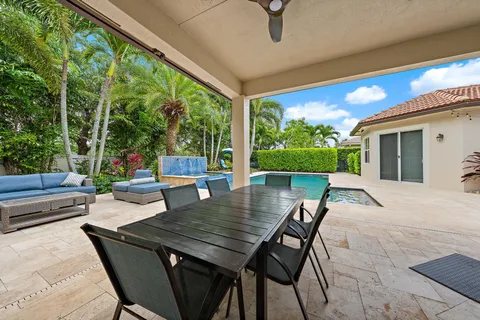 a view of a yard with a palm trees