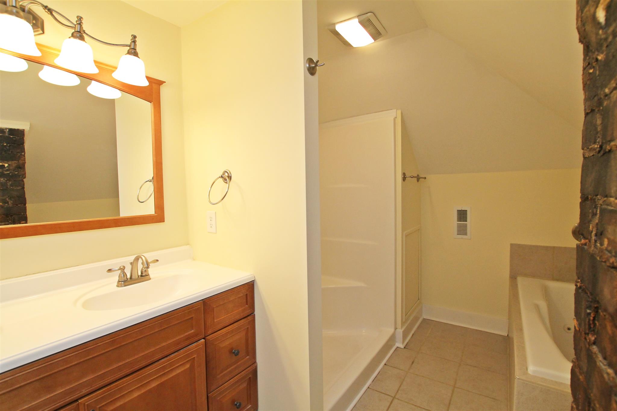 317 North Main Street Springfield, TN 37172 - Photo 14 of 30 a bathroom with a sink a mirror and a shower