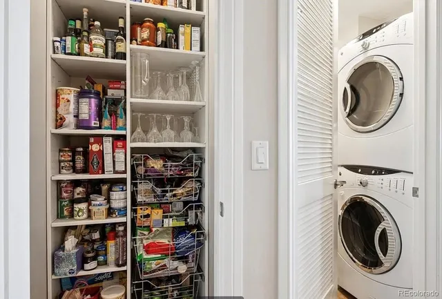 a view of a cabinet and a book shelf