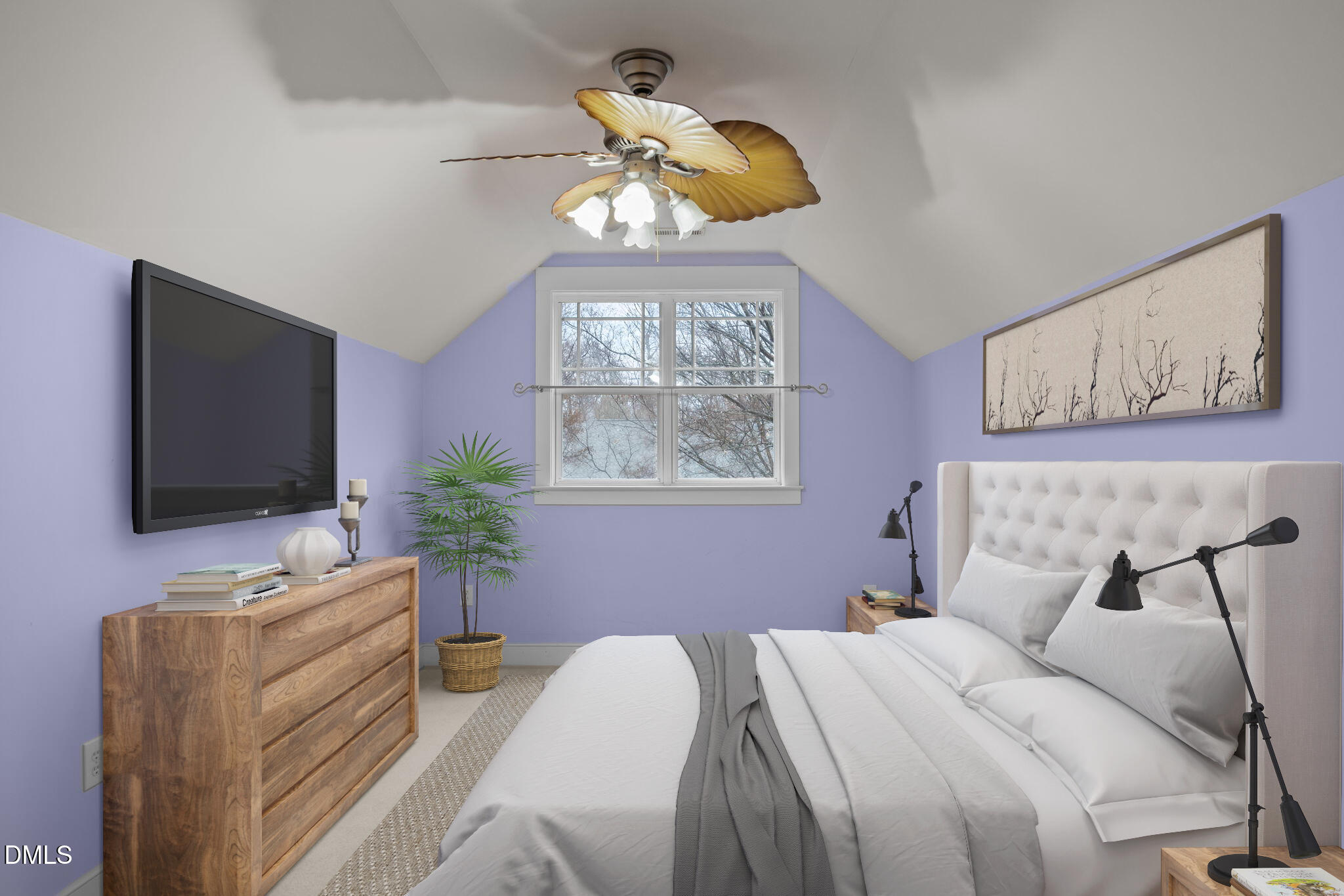 2817 Falls River Avenue Raleigh, NC 27614 - Photo 39 of 60 a bedroom with a bed and a flat screen tv