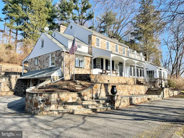 a front view of a building with street view