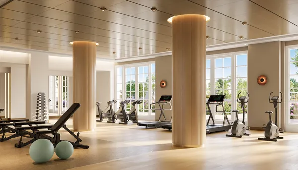 a view of a room with gym equipment