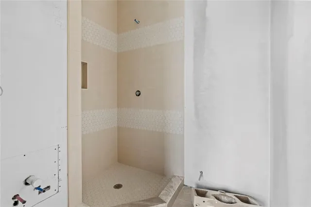 a view of wooden building