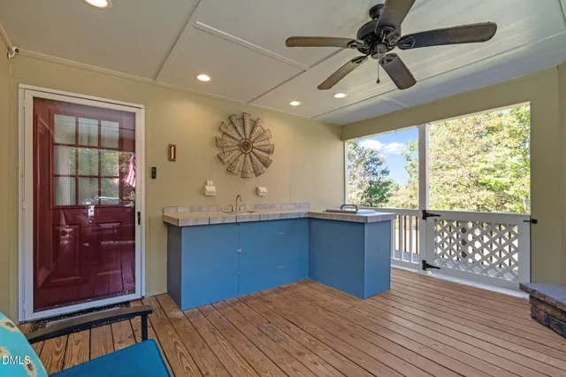 a balcony view with an outdoor space