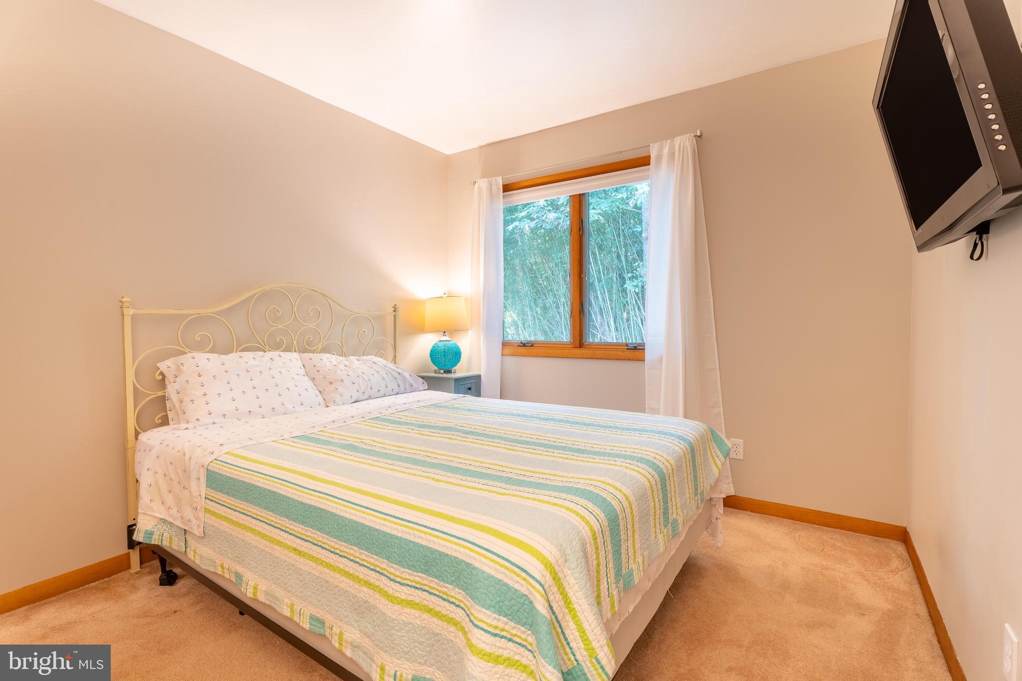 122 Nottingham Lane Ocean Pines, MD 21811 - Photo 23 of 45 a bedroom with a bed a flat tv screen and a potted plant