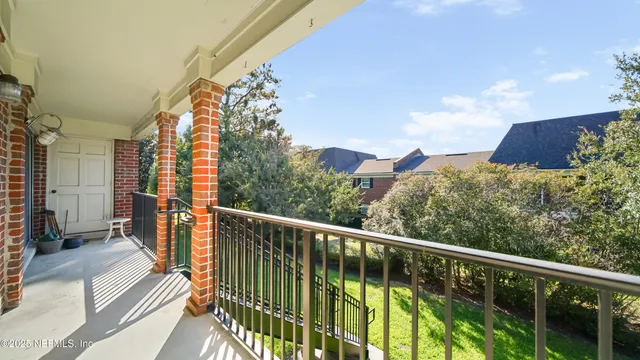a balcony with street view