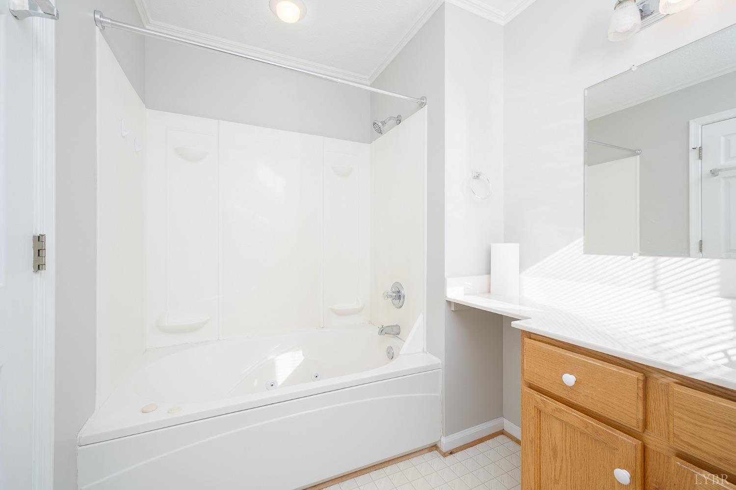 2629 Everett Road Forest, VA 24551 - Photo 29 of 47 a bathroom with a granite countertop sink and a bathtub