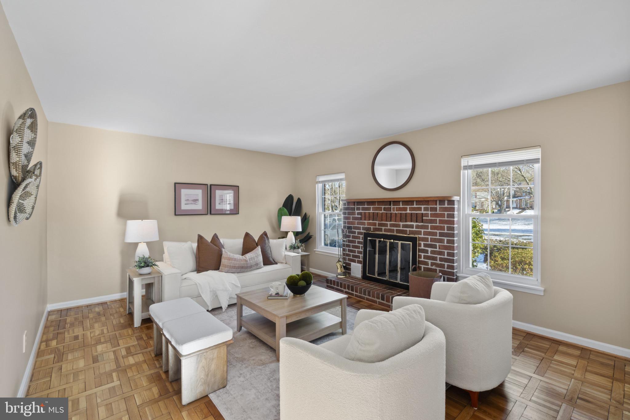 2 Warren Common Cockeysville, MD 21030 - Photo 2 of 26 Bright living room with brick fireplace