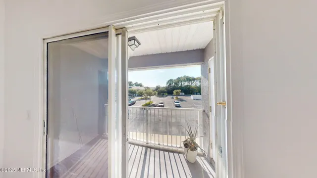 a view of a glass door with a glass door