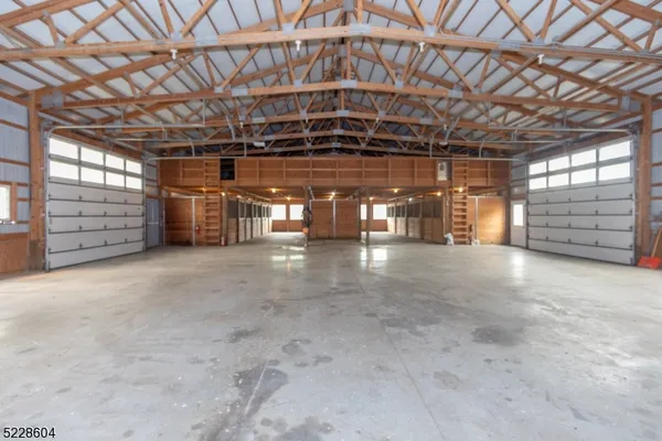 a view of a storage room with racks