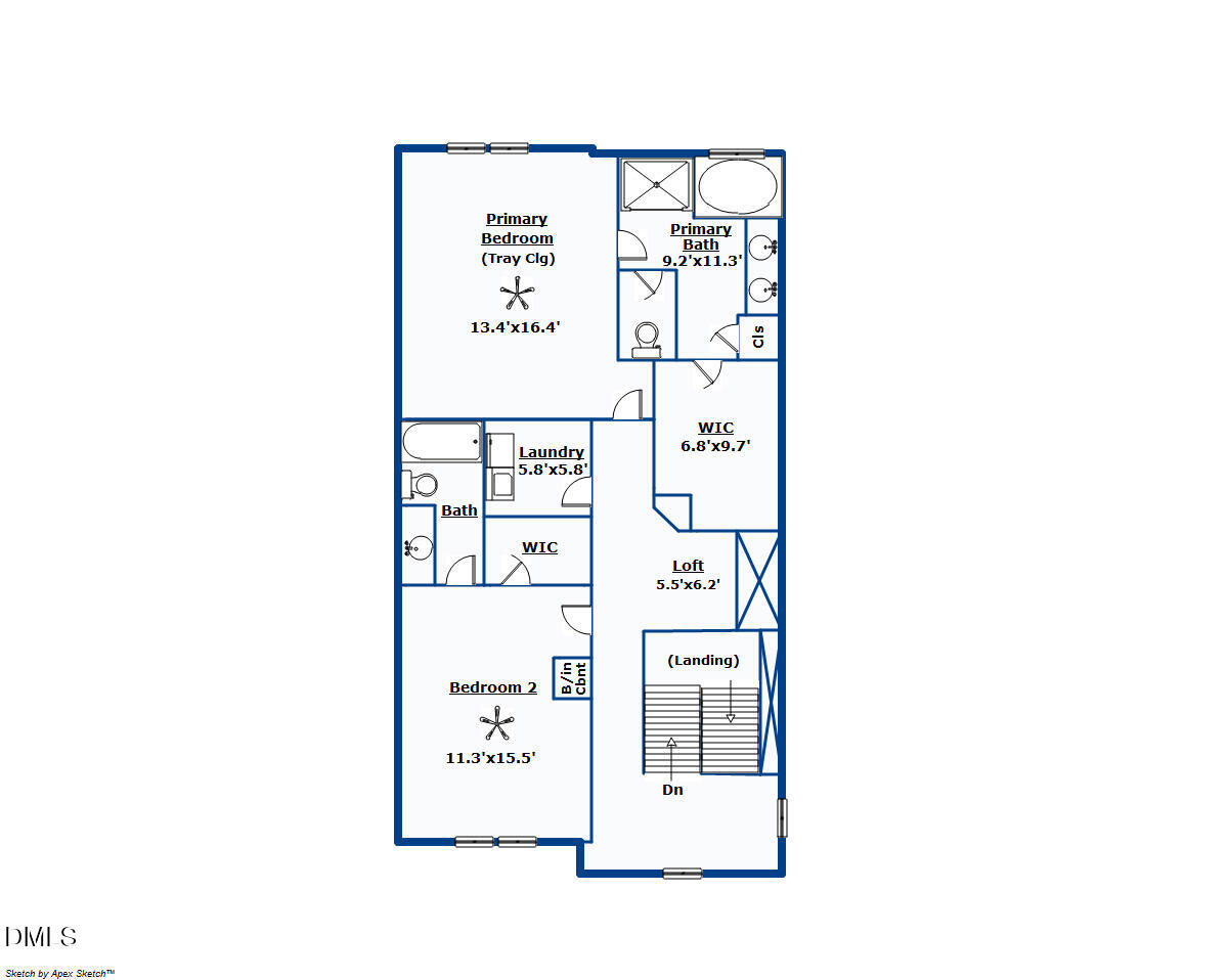 2063 Weston Green Loop Cary, NC 27513 - Photo 33 of 34 2nd Floor Layout