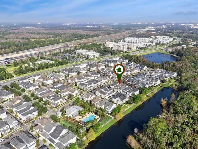 a view of a lake from a yard