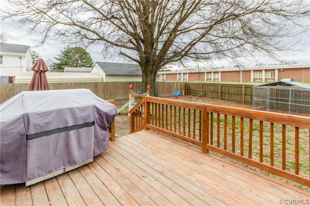 1101 Covington Road Colonial Heights, VA 23834 - Photo 37 of 47 a view of a wooden deck with a yard