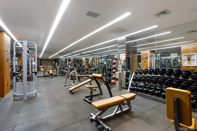 a view of a room with gym equipment
