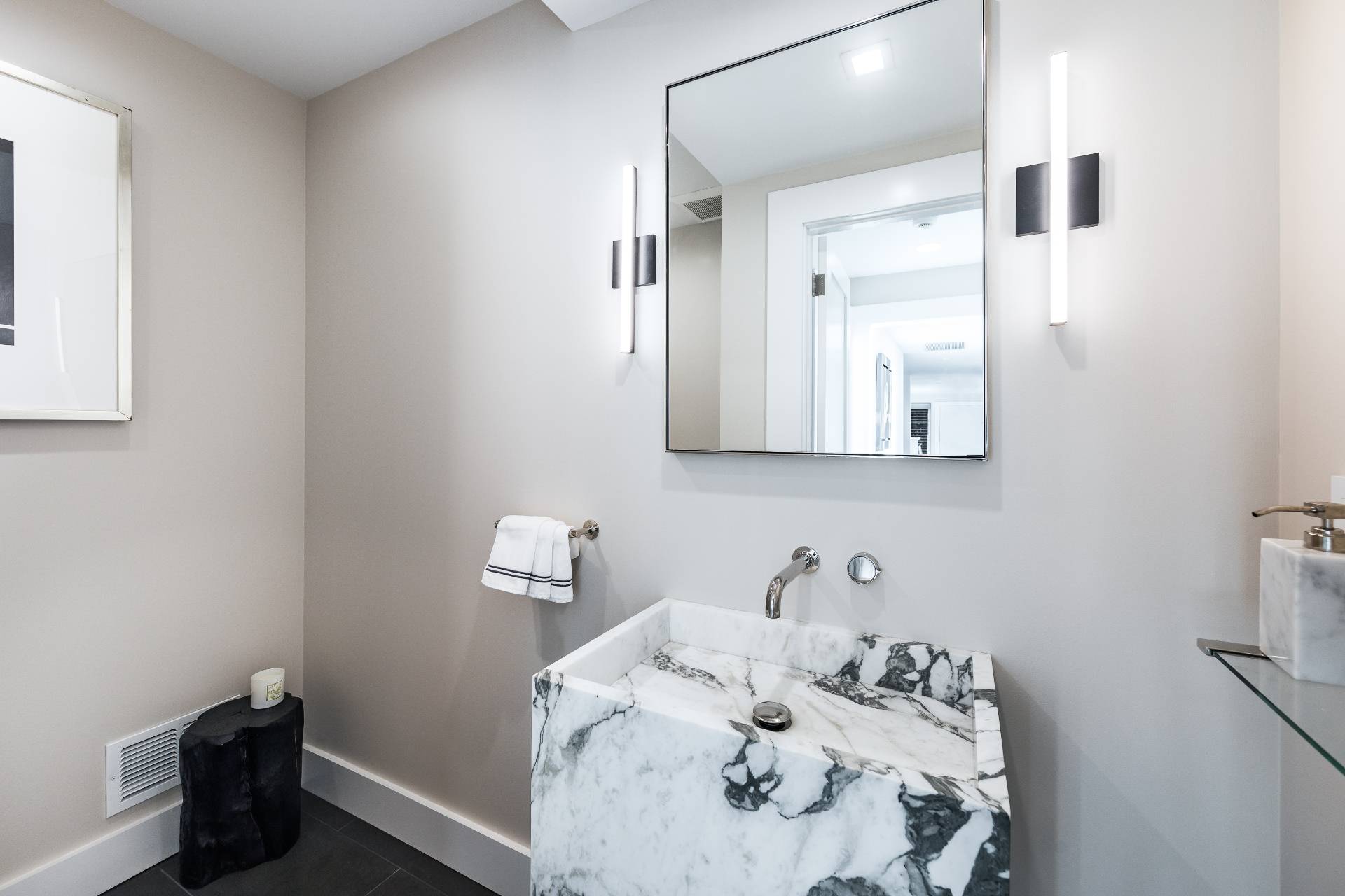 Undisclosed Address Bridgehampton, NY 11932 - Photo 13 of 22 a bathroom with a sink vanity and mirror