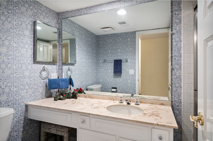 715 Ridge Road, Unit 3C Wilmette, IL 60091 - Photo 21 of 24 a bathroom with a sink vanity and a mirror