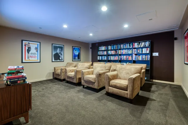a view of street with palm trees