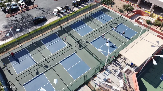 an aerial view of a house