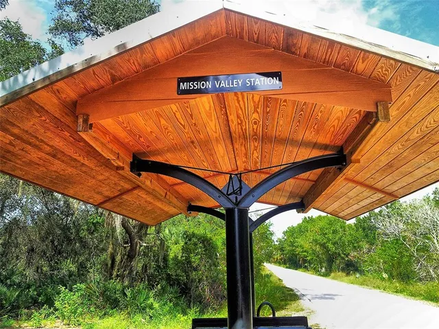 a view of a yard with plants and a trees