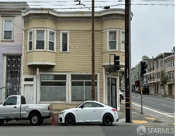a car parked in front of a building
