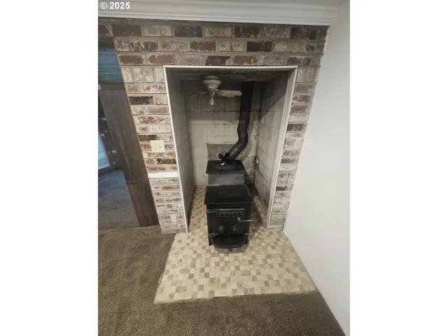 a hallway with a couch