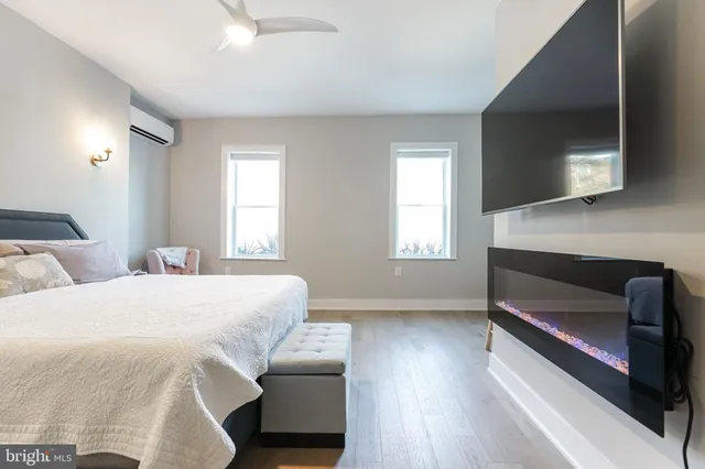 a bathroom with a bathtub