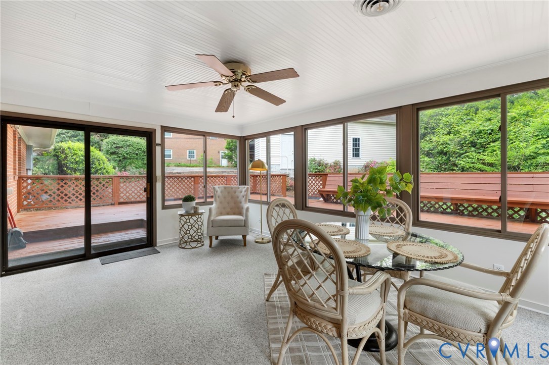 3140 Archdale Road Richmond, VA 23235 - Photo 19 of 48 a dining room with furniture water view and a floor to ceiling window