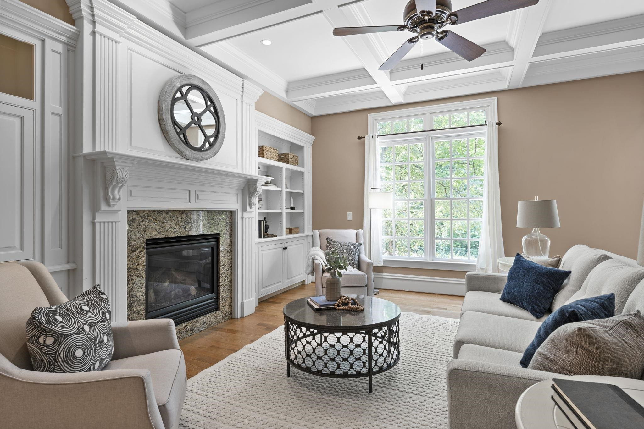 3329 Hampton Road Raleigh, NC 27607 - Photo 17 of 46 Family Room with Natural Light & Gorgeous Gas Fireplace