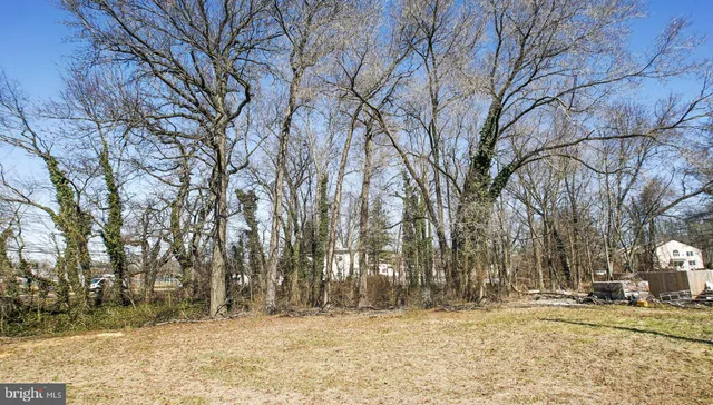 a view of a yard covered with snow in front of house