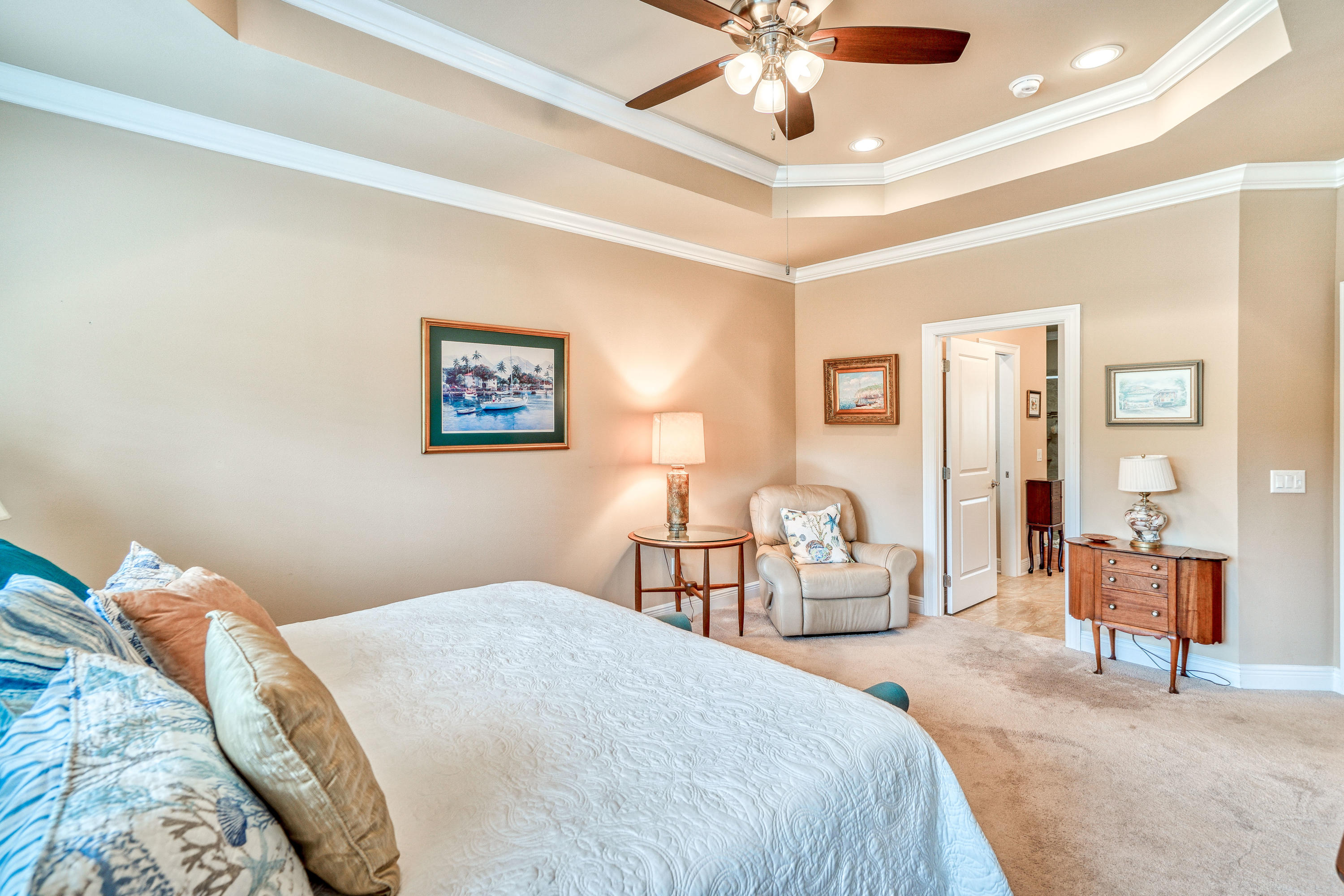 488 Ridge Road Santa Rosa Beach, FL 32459 - Photo 16 of 46 a bedroom with a bed and ceiling fan