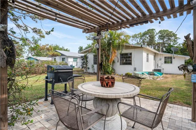 a table and chairs in front of a house