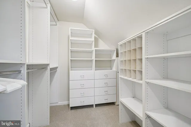 a view of an empty walk in closet