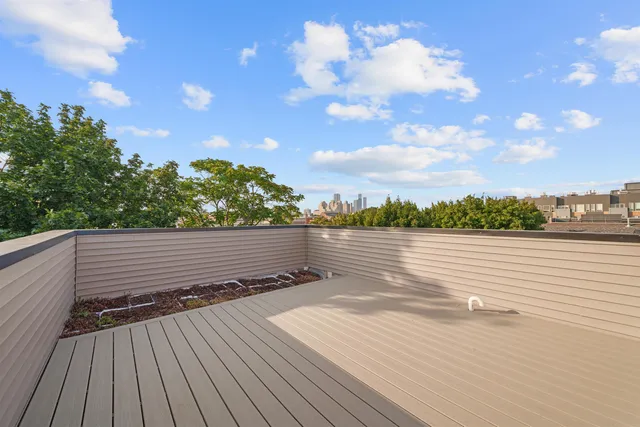 a view of a terrace with sky view