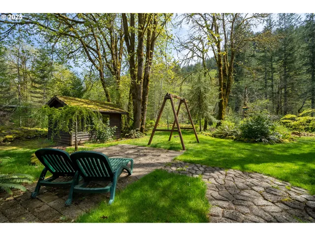 a backyard of a house with a yard and lake view