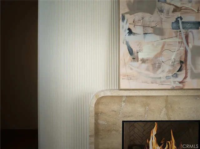 a view of a dining room with furniture water view and a potted plant