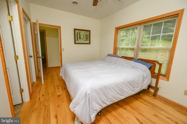 a view of a room with racks on the wall