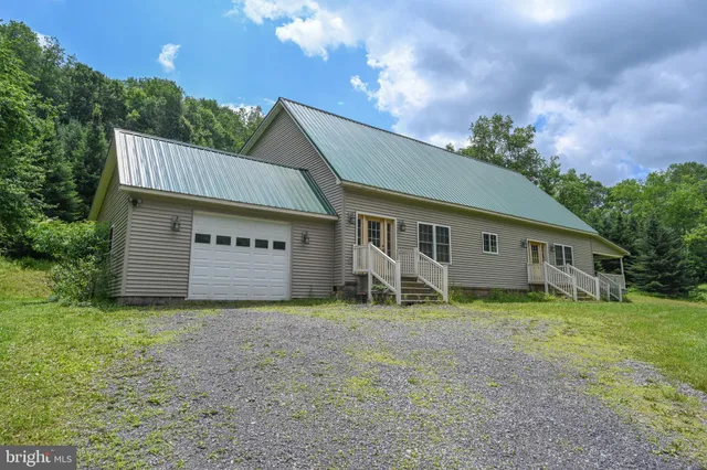 a view of a lake with a yard