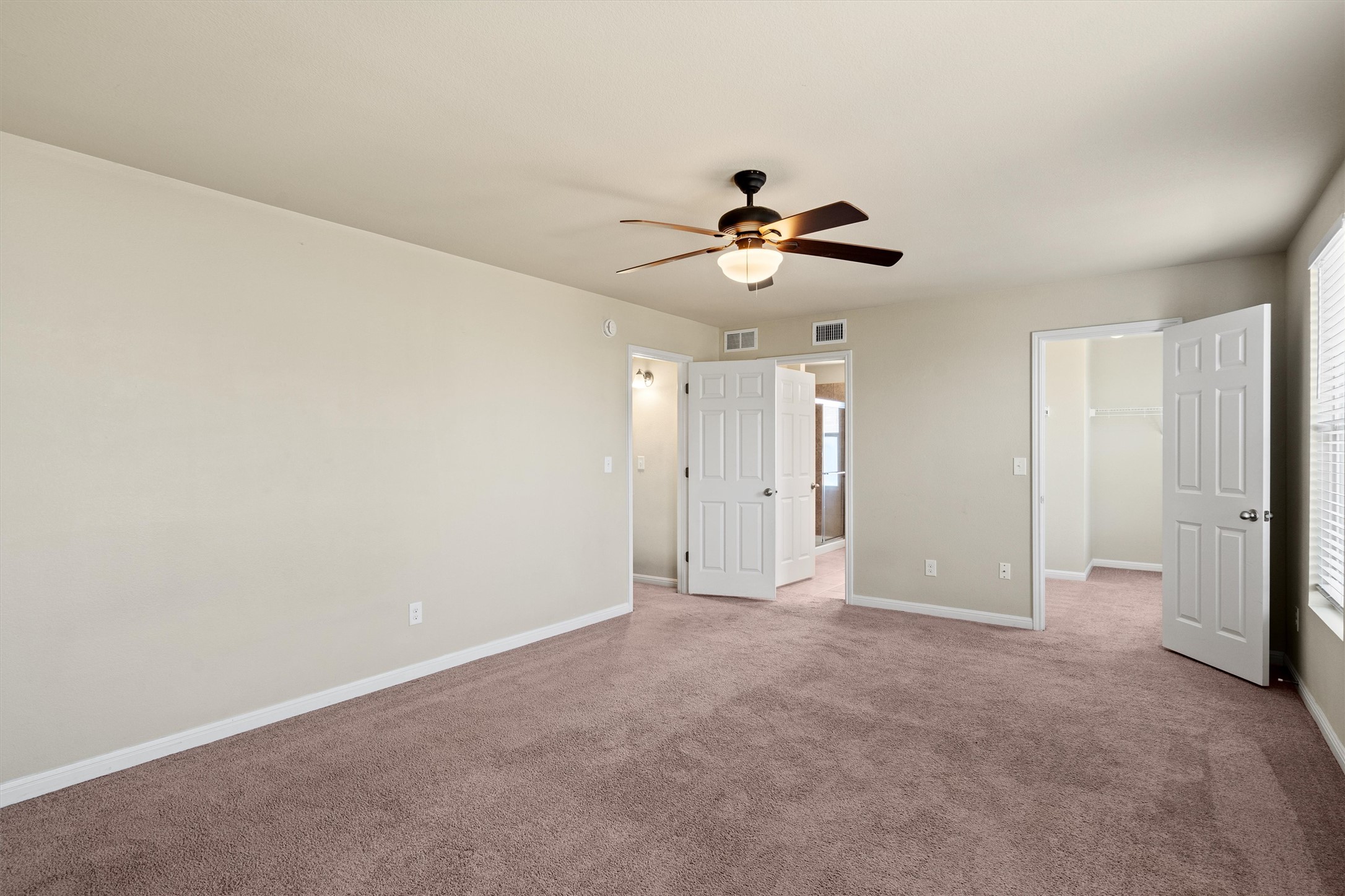 423 Wetzel Kyle, TX 78640 - Photo 21 of 35 Unfurnished bedroom with a spacious closet, carpet flooring, and ceiling fan