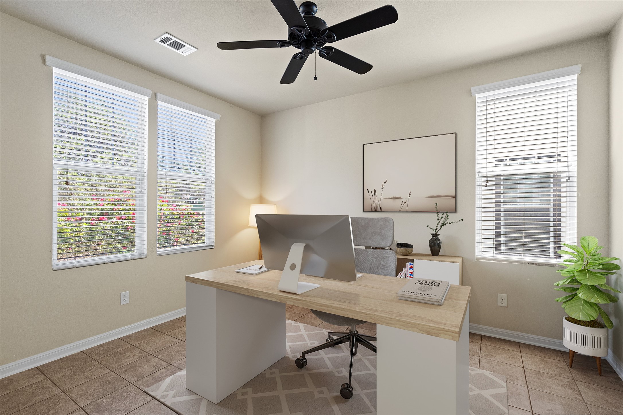 423 Wetzel Kyle, TX 78640 - Photo 9 of 35 Office featuring light tile patterned floors and a ceiling fan