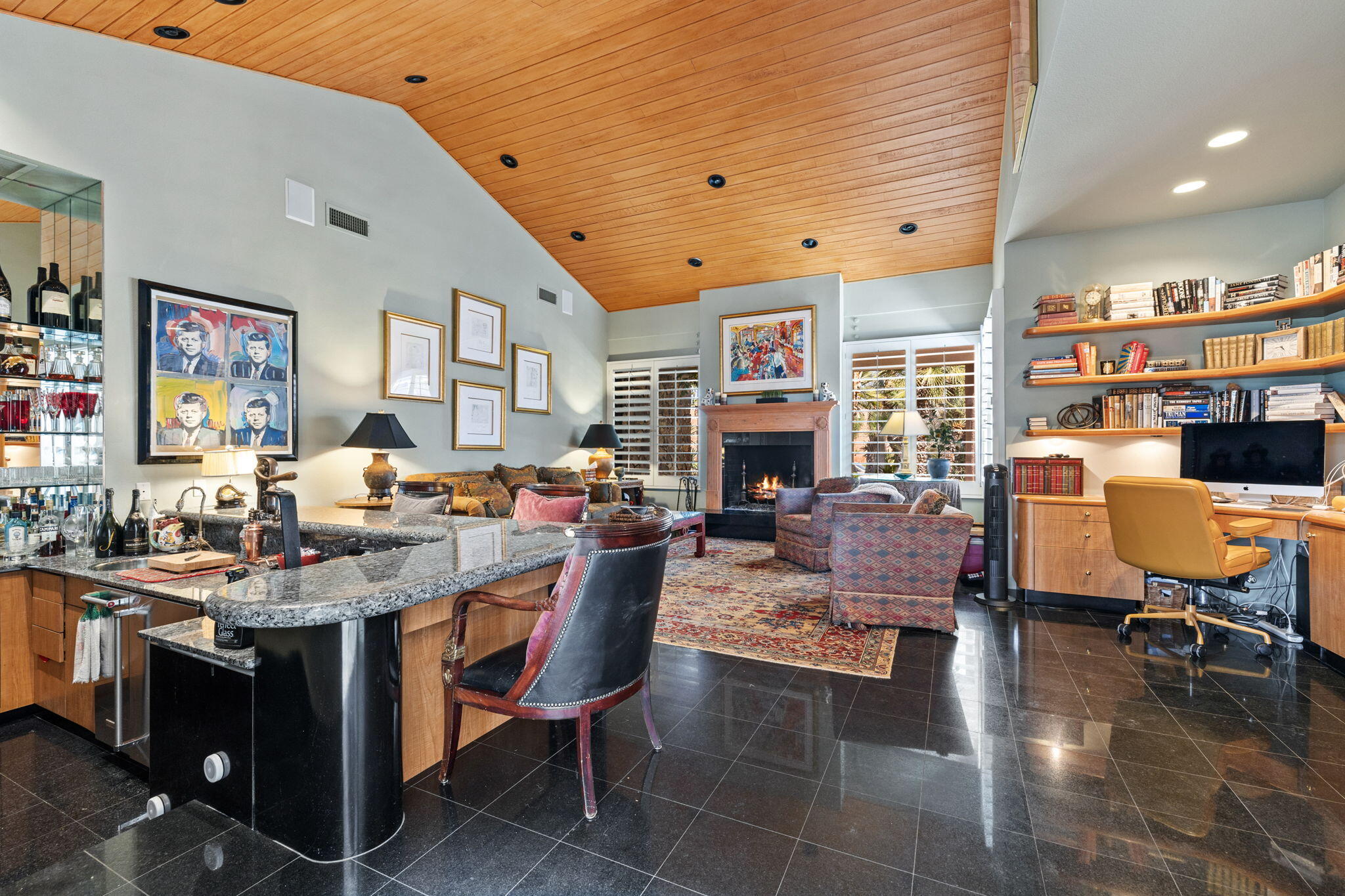 7 Big Sioux Road Rancho Mirage, CA 92270 - Photo 12 of 64 a living room with fireplace furniture and a large window