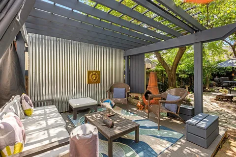 a outdoor space with furniture