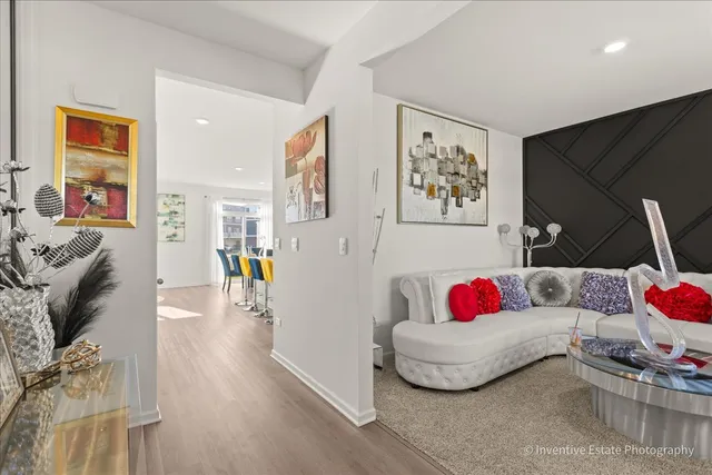 a living room with furniture and a couch