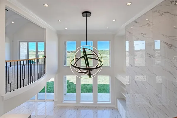 a view of a room with natural light