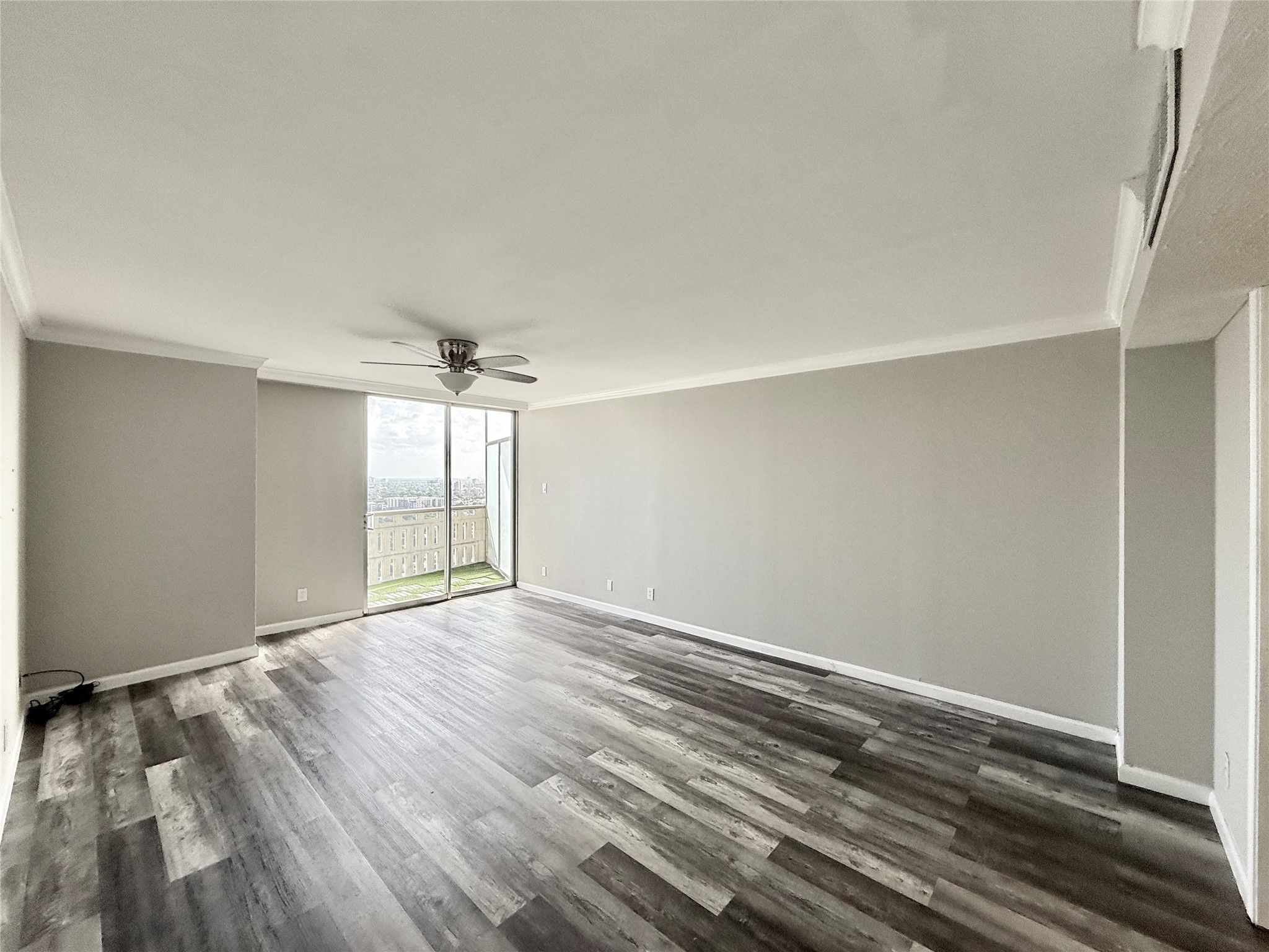 View of living room from front door hallway entrance