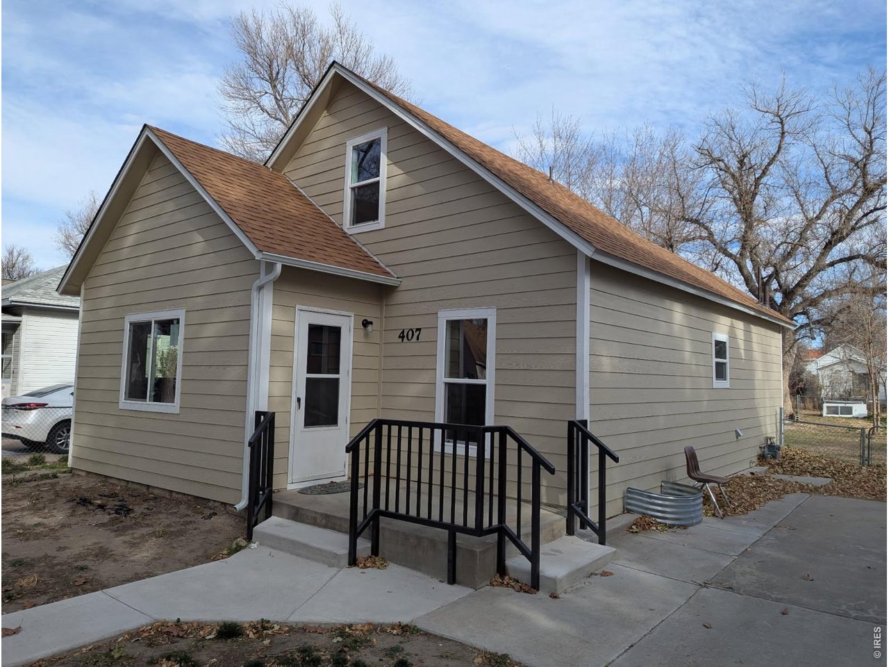 Front porch with new railing