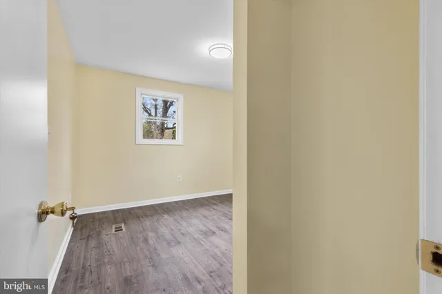 an empty room with a workbench