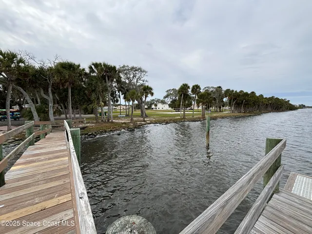 a view of a park with large trees