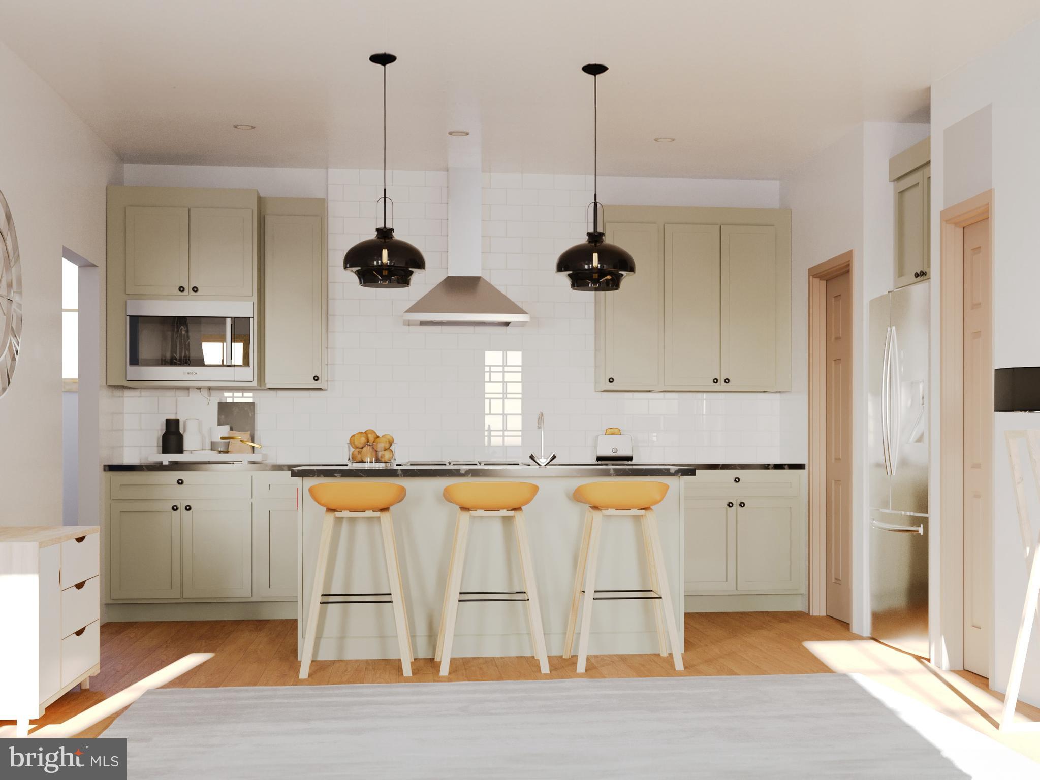 104 Merchant Avenue, Unit CARTER Mount Joy, PA 17552 - Photo 3 of 23 a kitchen with stainless steel appliances kitchen island granite countertop a refrigerator a sink a stove and white cabinets