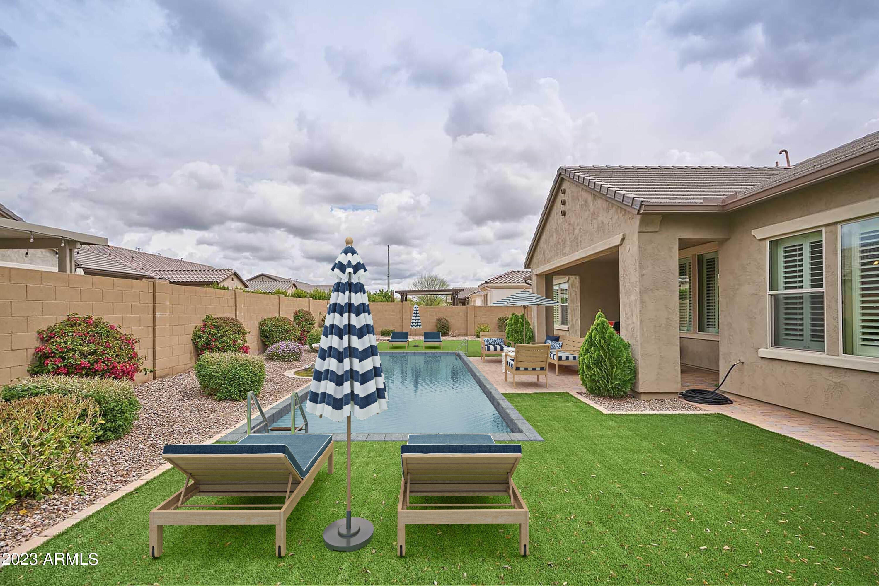 22308 East Maya Road Queen Creek, AZ 85142 - Photo 19 of 28 Virtual Staged Pool & Patio