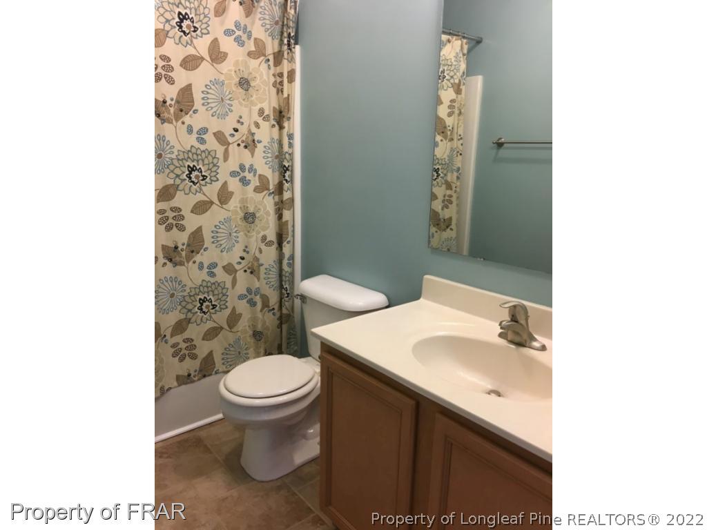 1065 Roundabout Road Cameron, NC 28326 - Photo 19 of 25 a bathroom with a sink a toilet and shower curtain